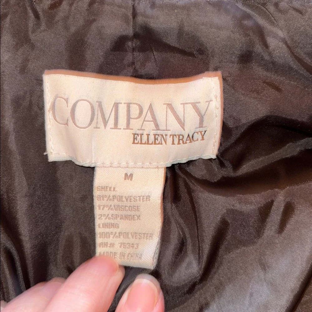 Ellen Tracy Black dark navy Trench Coat feminine military style medium EUC! - Picture 7 of 11